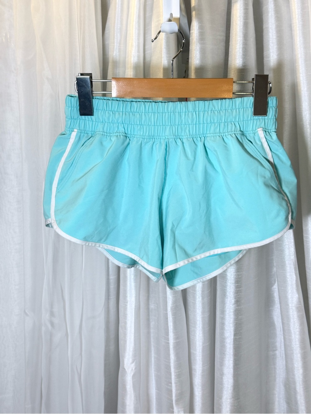 aerie Turquoise Athletic Shorts with White Trim